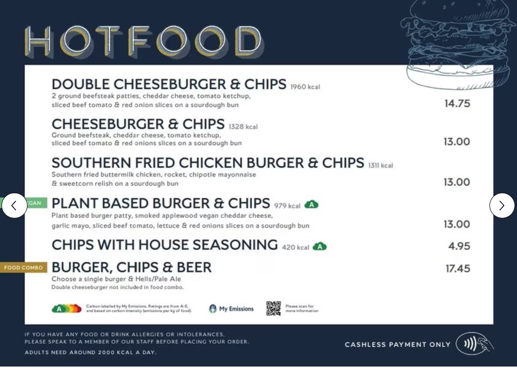 Vegan food options at stadium