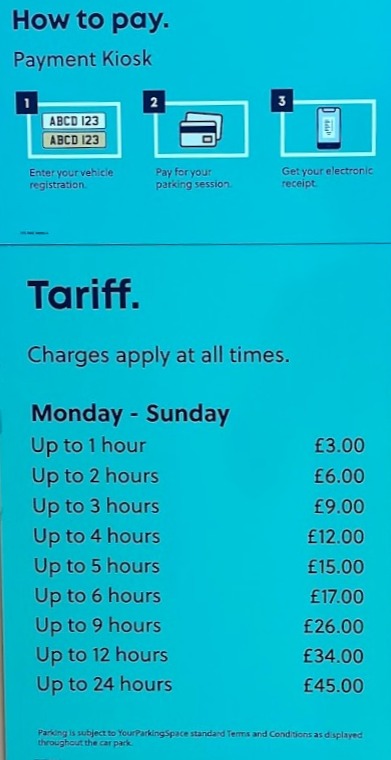Car Parking Fees at Fulham Broadway Parking Lot