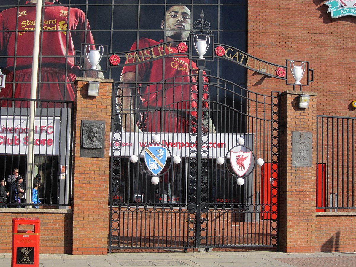 Paisley Gateway at Anfield Stadium entrance, Liverpool