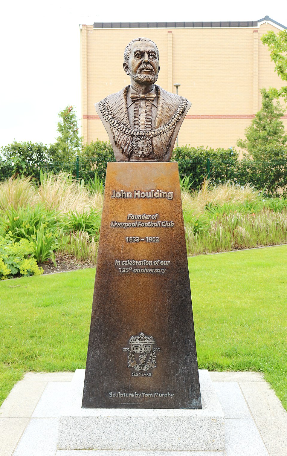 Bust of John Houlding, founder of Liverpool FC, on 96 Avenue at Anfield