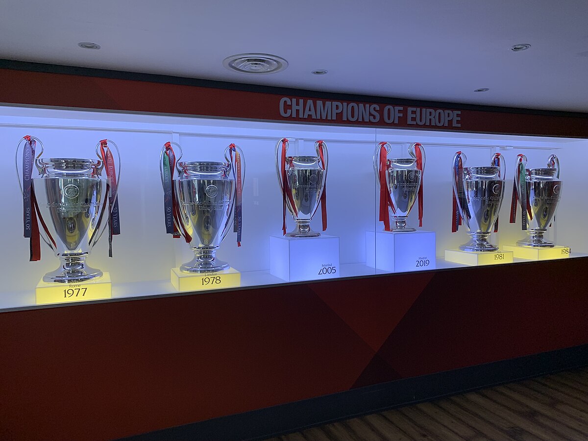 Liverpool's six UEFA Champions League trophies