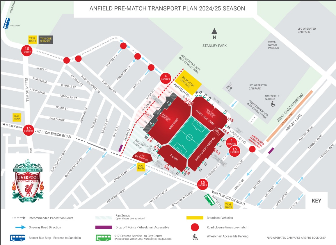 Pre-Match Stadium Transport Map