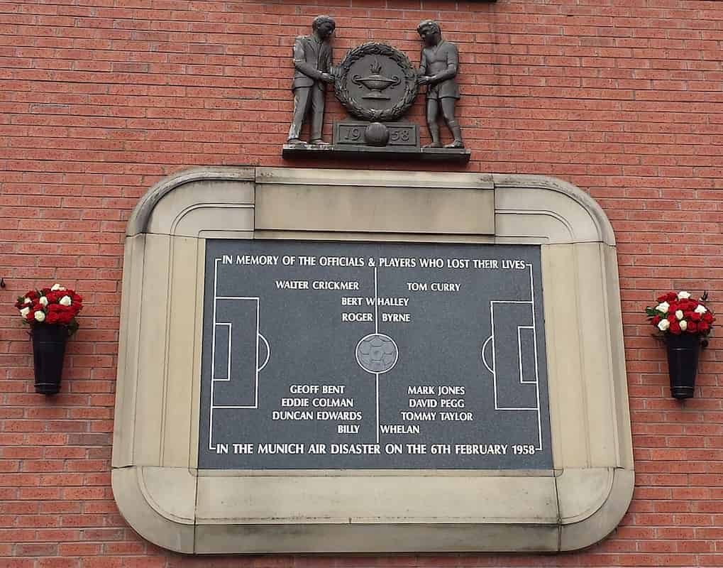 Munich air disaster memorial plaque at Old Trafford