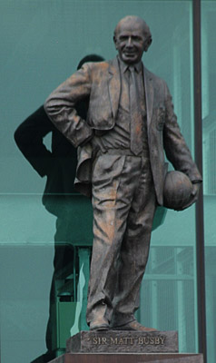 Statue of Sir Matt Busby outside Old Trafford