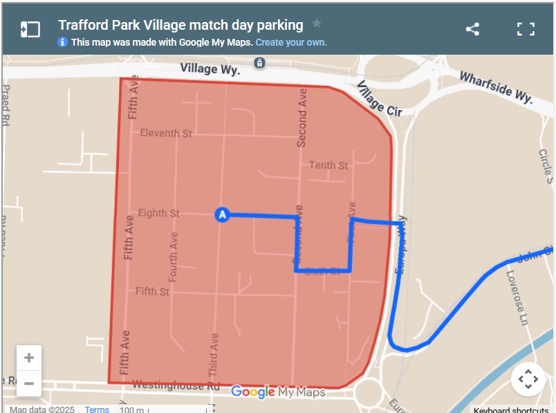 Manchester Council Match Day Parking Zone Street Map
