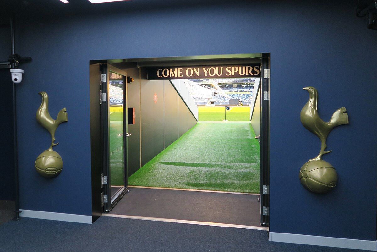 Players' tunnel at Tottenham Hotspur Stadium, view towards pitch, December 2020